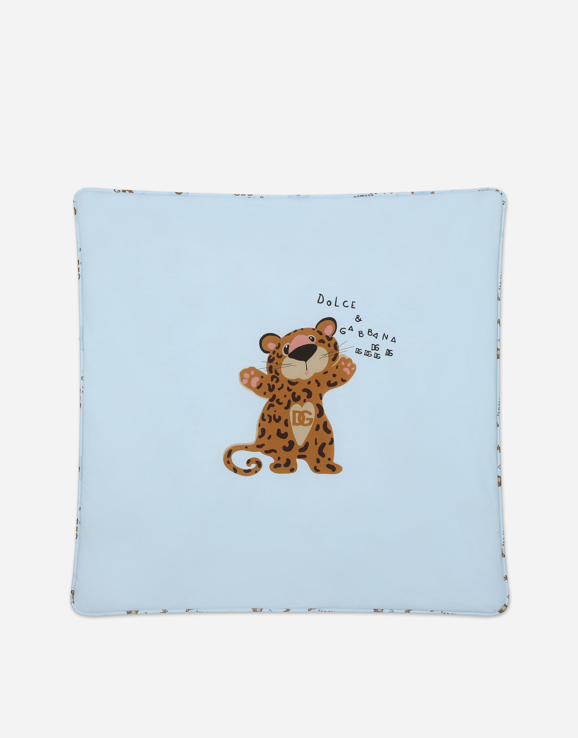 Baby leopard print jersey blanket in Azure for Boys Dolce Gabbana