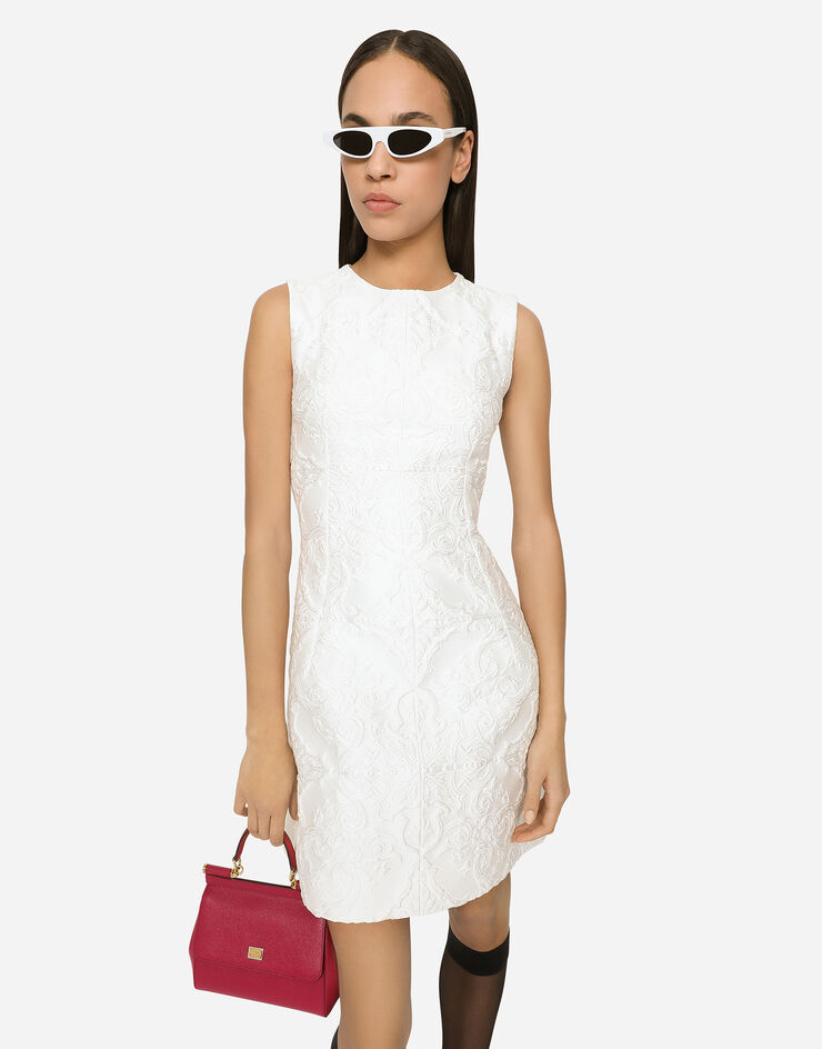 Dolce & Gabbana Robe courte en brocart Blanc F6D4NTHJMO9
