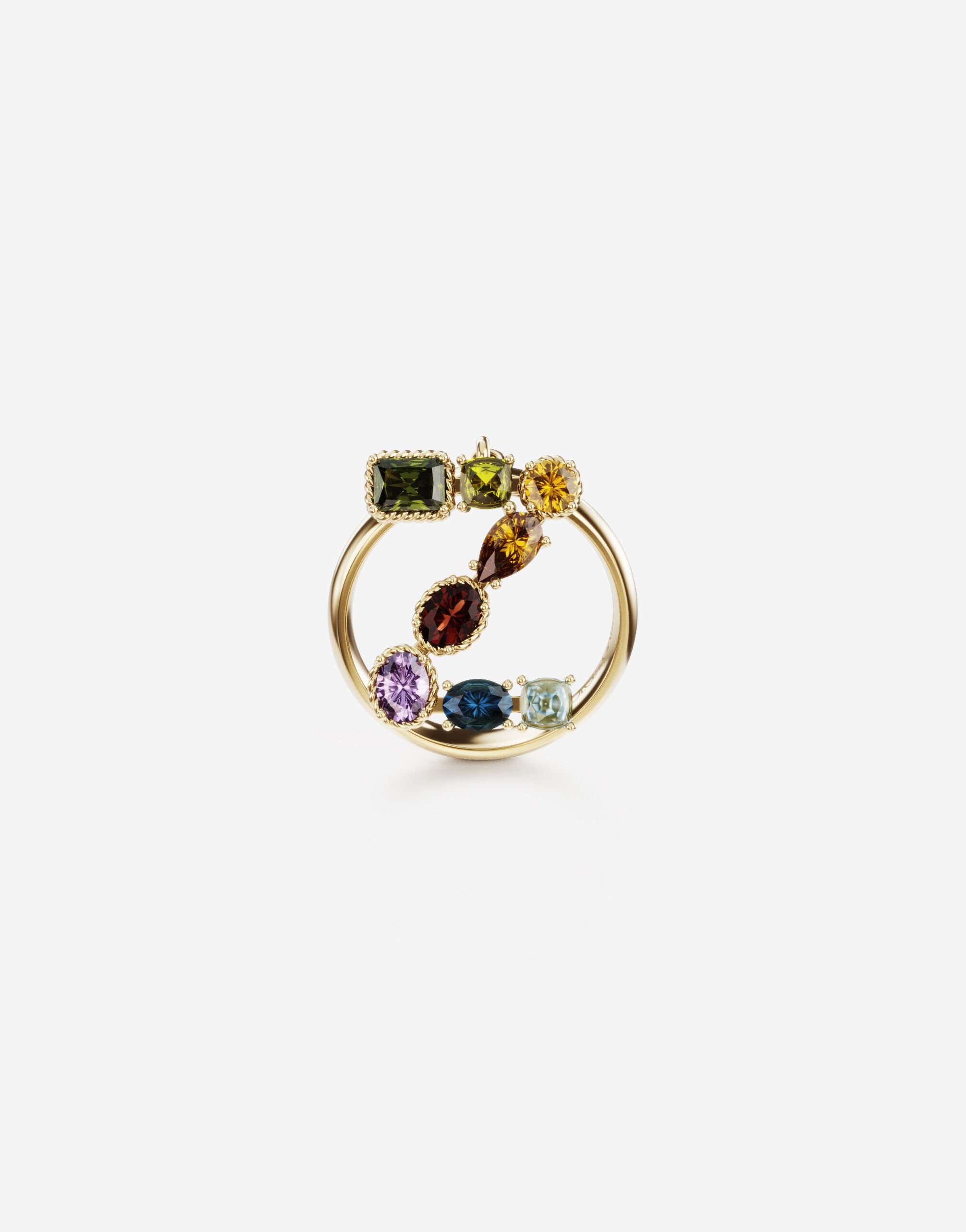 Dolce & Gabbana Rainbow alphabet Z ring in yellow gold with multicolor fine gems Gold WRMR1GWMIXU