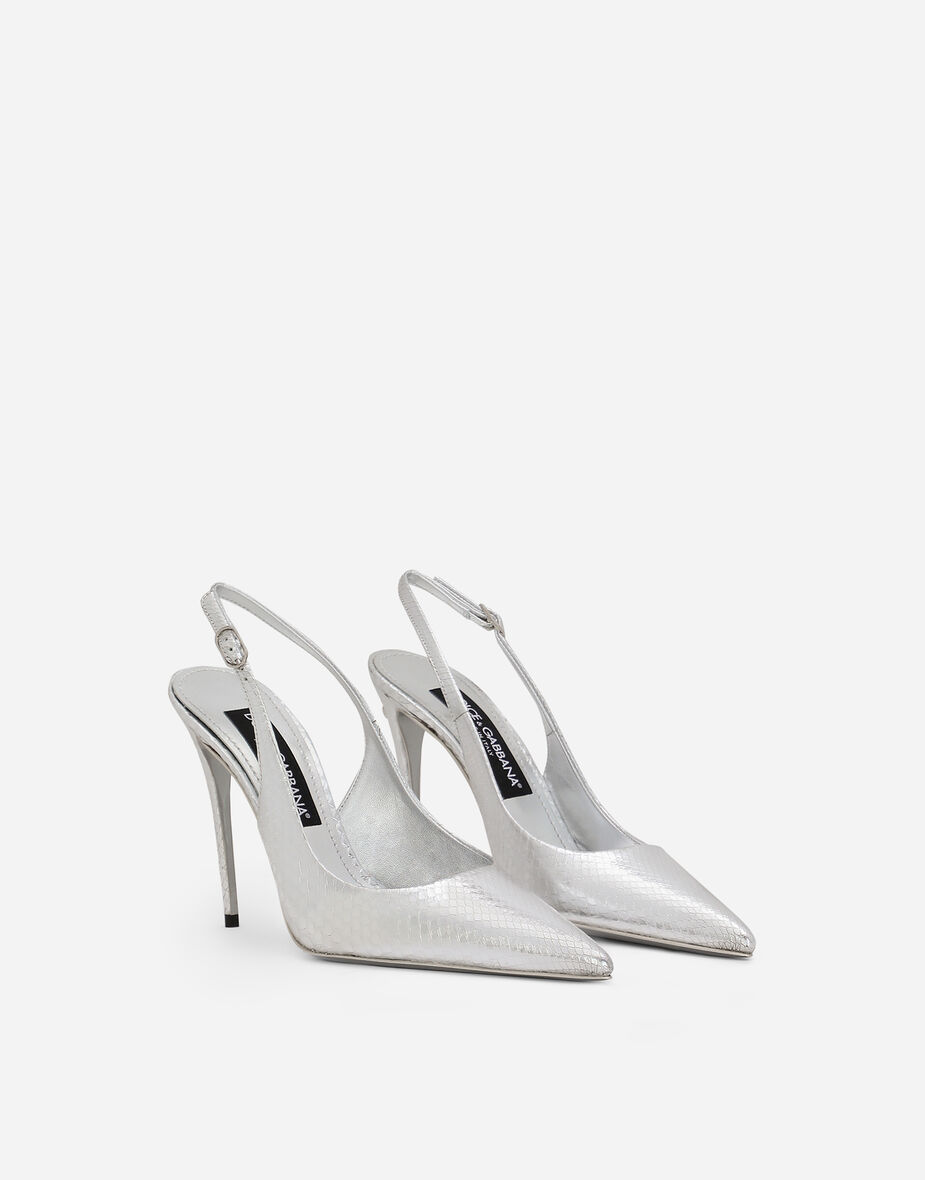 Python skin slingbacks in Silver for Women | Dolce&Gabbana® US