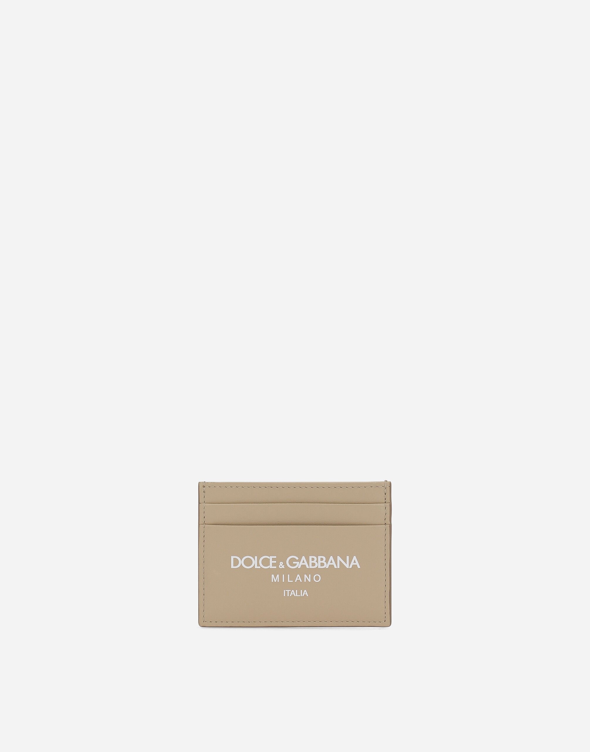 Dolce & Gabbana Calfskin card holder with logo Beige GH706ZGH200
