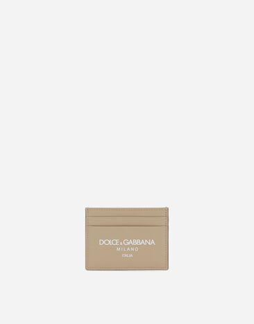 Dolce & Gabbana Calfskin card holder with logo Beige GH706ZGH200