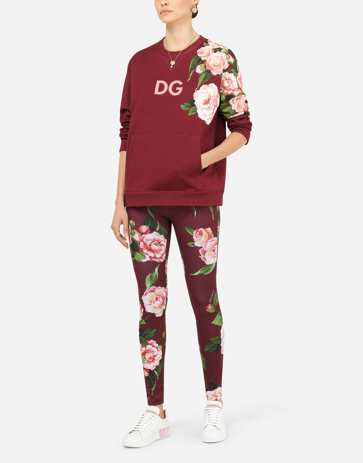 Dolce & Gabbana Jersey sweatshirt with camellia details BURGUNDERROT I9504WG7YVE