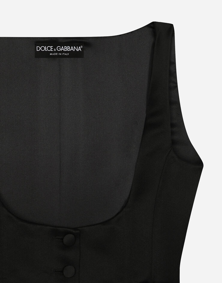 Dolce & Gabbana Single-breasted silk duchesse tuxedo vest Black F792ETFU1KM