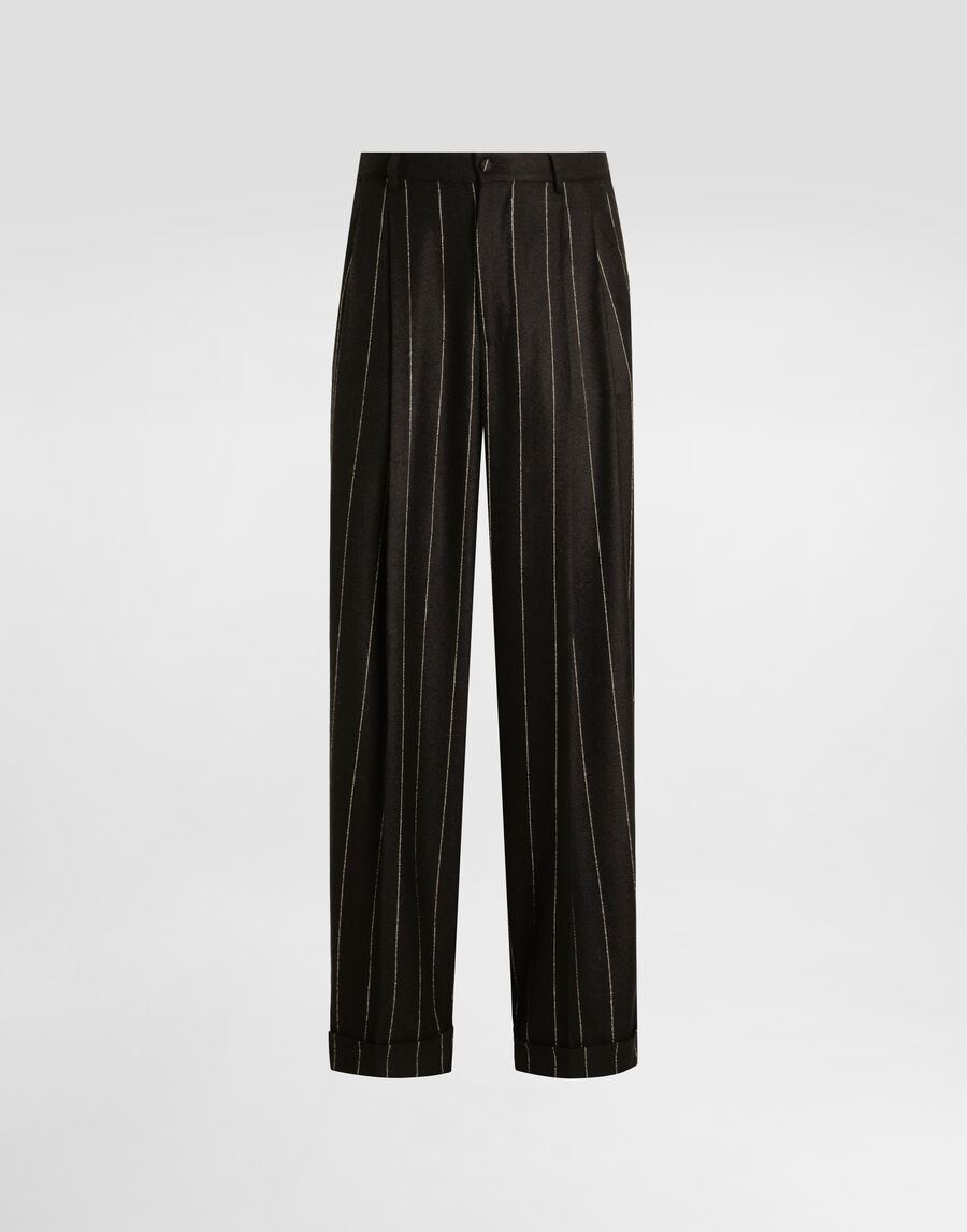Pinstriped flannel trousers