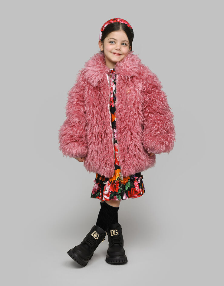 Dolce & Gabbana Jacke aus Mohairfell mit DG-Logo Rosa L5JBQ7G7N1R
