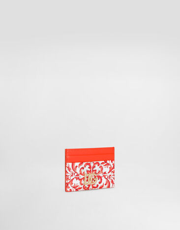 Dolce & Gabbana 3.5 card holder in majolica-print calfskin Multicolor BI0330AO026