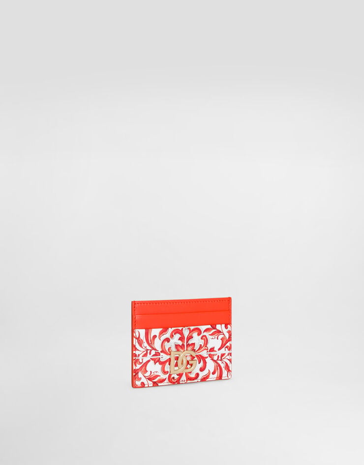 Dolce & Gabbana 3.5 card holder in majolica-print calfskin Multicolor BI0330AO026