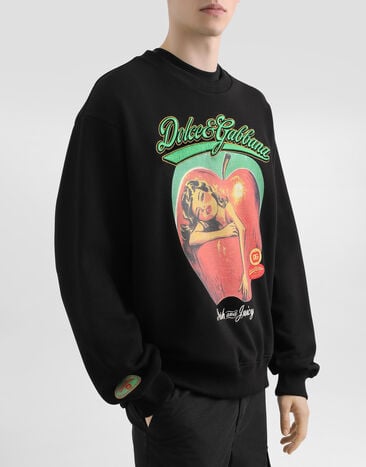 Dolce & Gabbana Sweatshirt with print and embroidery Black G9AHSZG7PHG