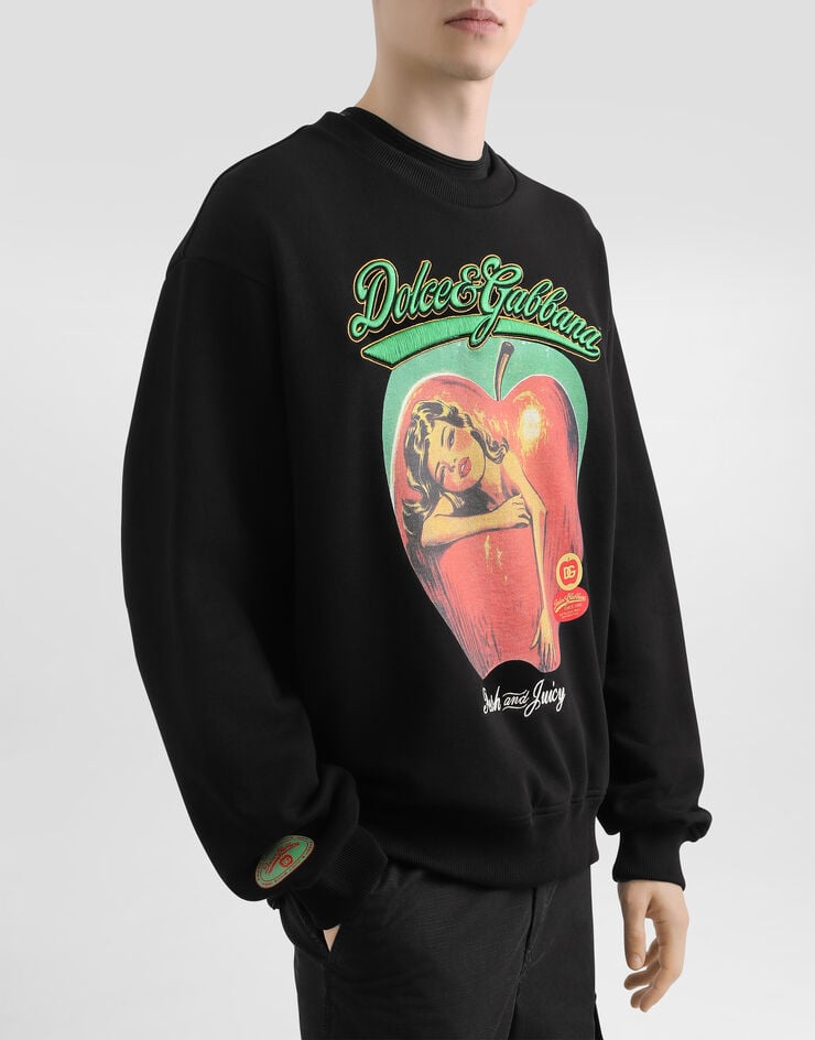 Dolce & Gabbana Sweatshirt with print and embroidery Black G9AHSZG7PHG