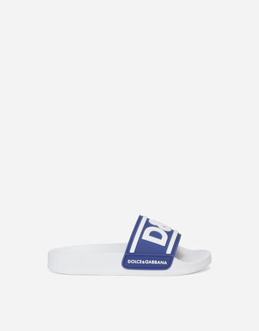 Dolce & Gabbana Slide in gomma stampa logo Bianco DA5163AB309