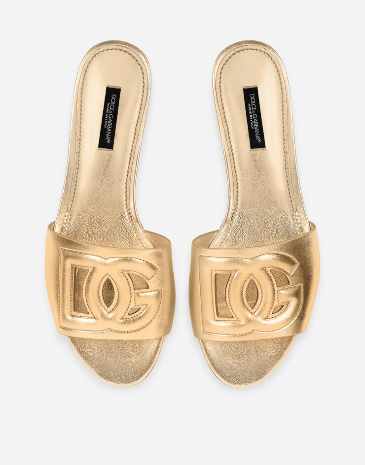 Dolce & Gabbana Nappa mordore slides with DG logo Gold CQ0436A1016