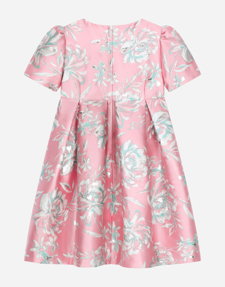 DolceGabbanaSpa فستان برسمة زهور وأكمام قصيرة متعدد الألوان L53DP9FJM8X