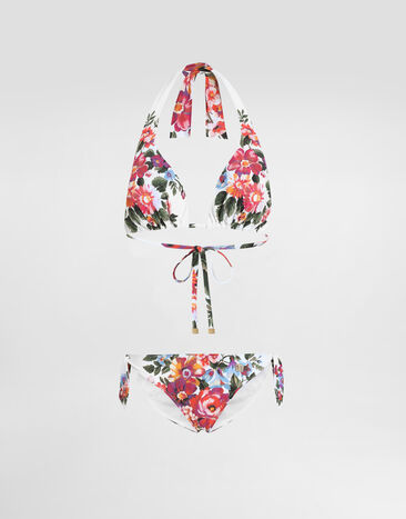 Dolce & Gabbana Flower bouquet-print padded triangle bikini Multicolor O8A54JON0EH