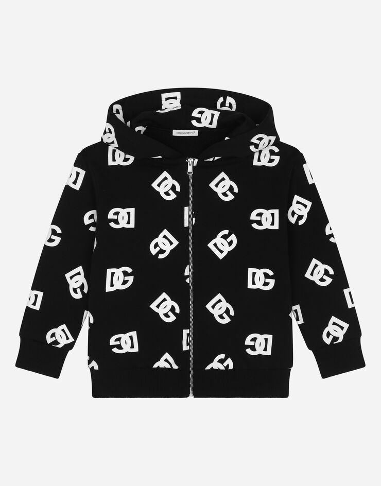 Dolce & Gabbana Sweat-shirt à capuche en jersey imprimé logo DG Multicolore L4JWFNG7F5P