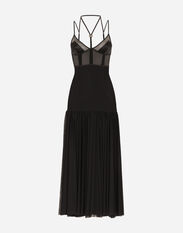 Dolce & Gabbana Tulle midi dress with lingerie details and the DG logo Black F6H0ZTFLRE1