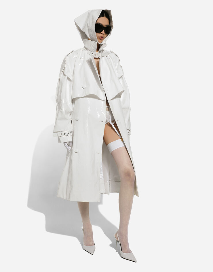 Dolce & Gabbana Trench in cotone spalmato Bianco F0D1QTFU600