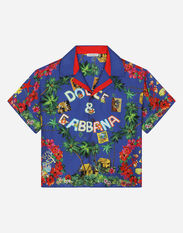 Dolce & Gabbana Silk twill shirt with Hawaiian print Blue LB4H80G7HY5