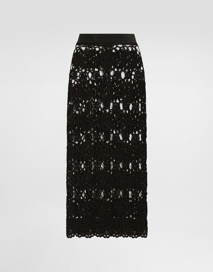 Dolce & Gabbana Rock mit Häkelstrick Dolce & Gabbana Rock mit Häkelstrick Schwarz FXO59TJBCLF