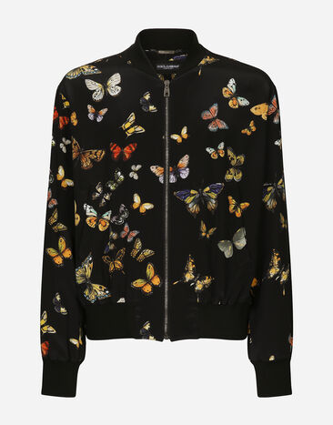 Dolce & Gabbana Butterfly-print silk bomber jacket Print G9BCRTIS1VR
