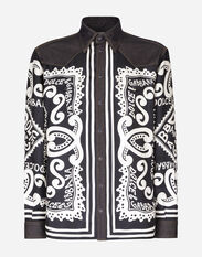 Dolce & Gabbana Camicia in denim stretch e seta stampa Marina Blu G5LN3DG8KF1