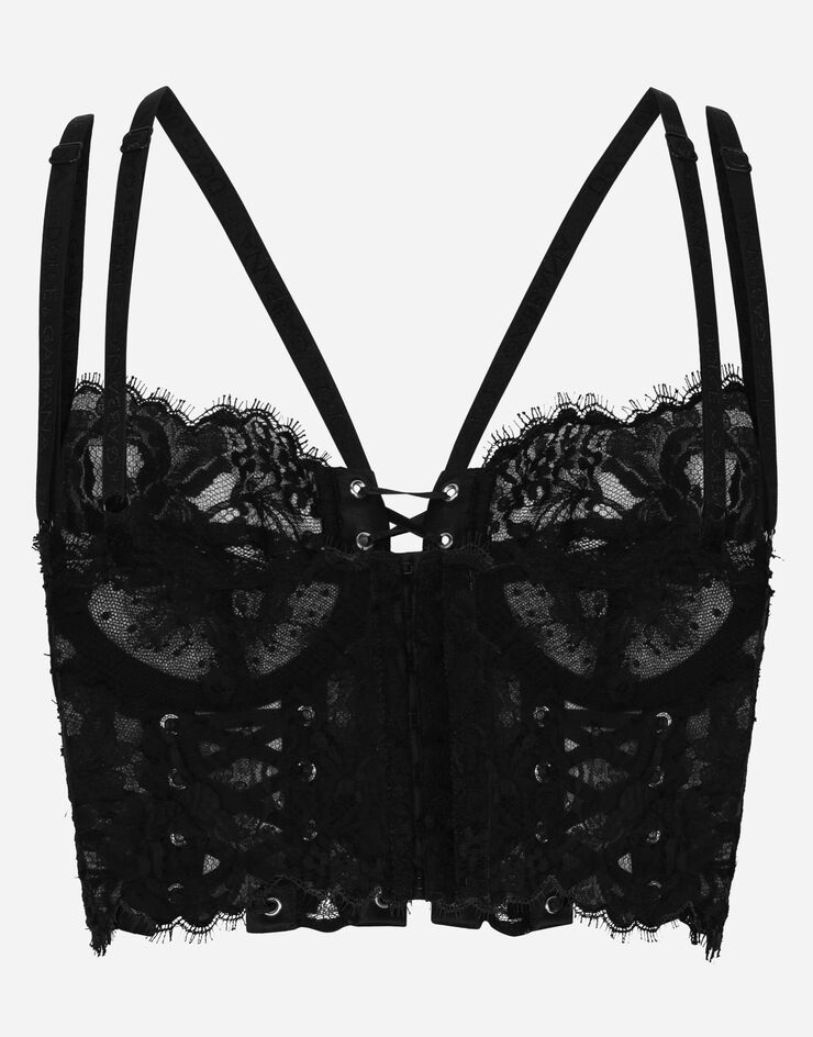 Dolce & Gabbana Bustier lingerie en dentelle à bretelles et œillets Noir O7D30TONM80