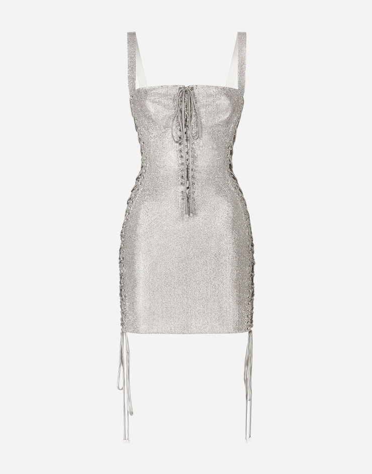 Dolce & Gabbana KIM DOLCE&GABBANA Crystal mesh minidress with laces and eyelets Multicolor F6CNMZGDBQZ