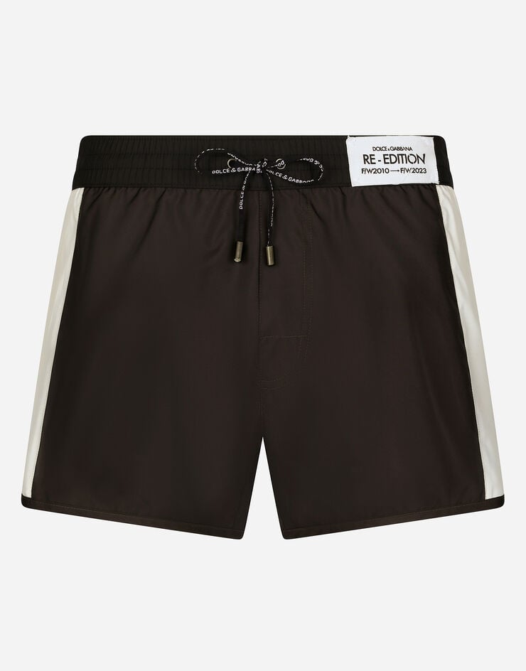 Dolce & Gabbana Swim shorts with contrasting band Multicolor M4E85TFUSFW