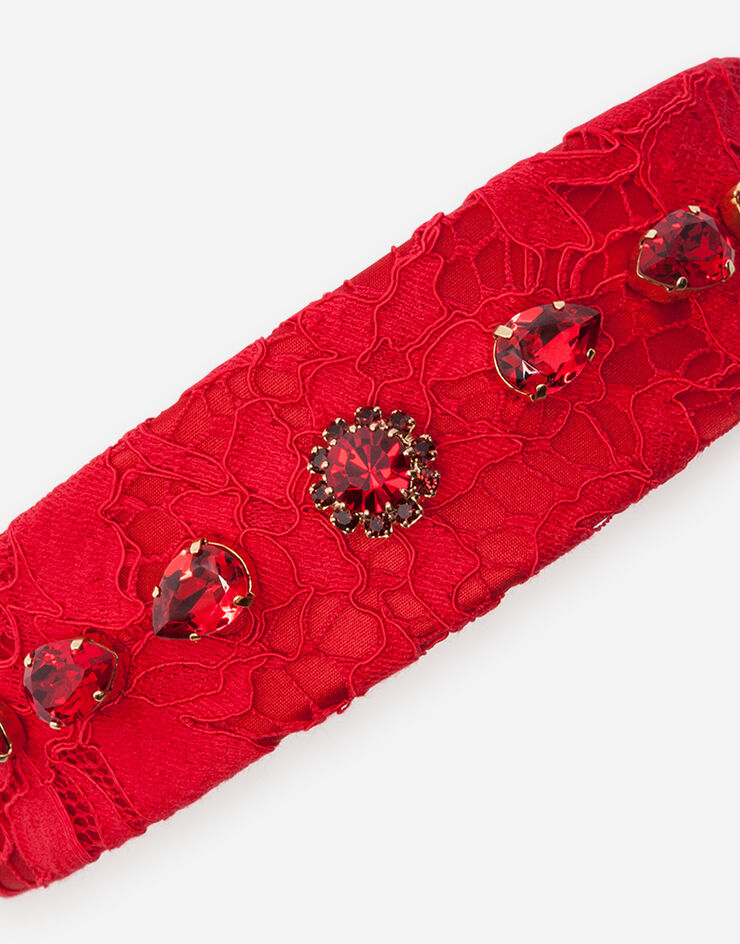 Dolce & Gabbana Serre-tête à applications de pierres Rouge LB3L50G7VXT