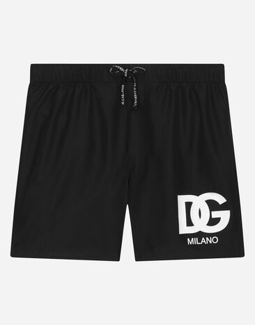 Dolce & Gabbana Nylon swim trunks with logo print Blue L4J818ON03Q