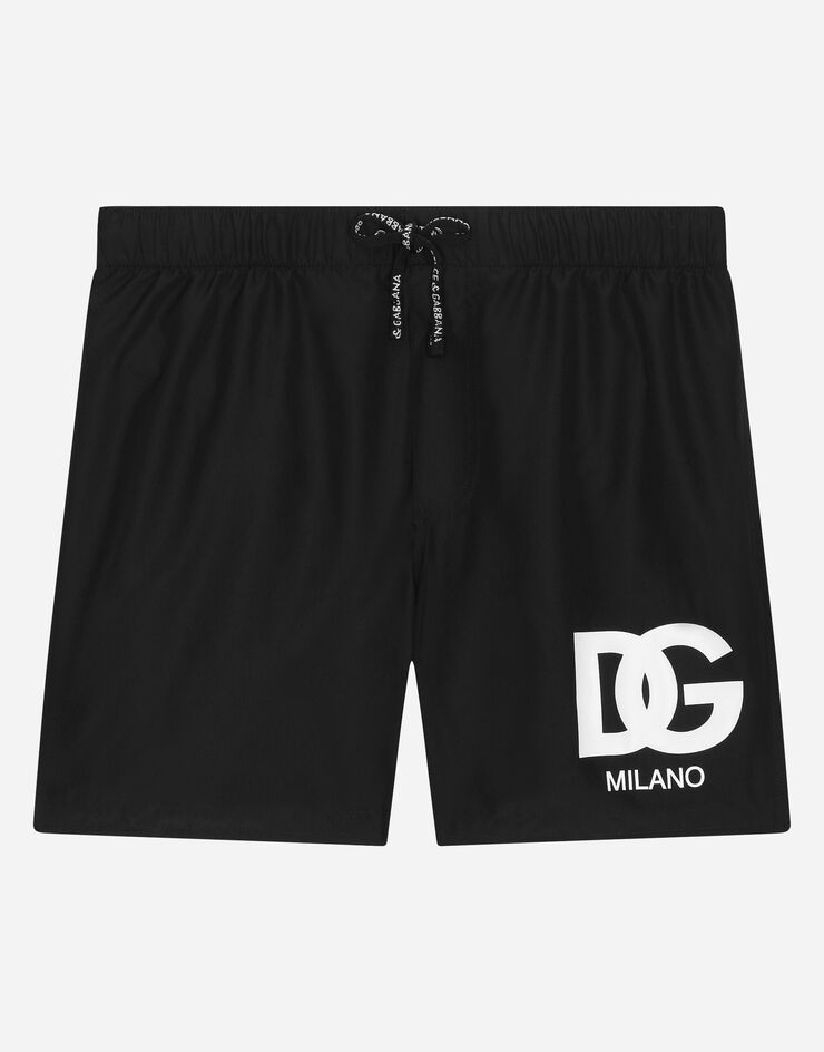Dolce & Gabbana 徽标印花尼龙平角沙滩裤 黑 L4J818G7KM9
