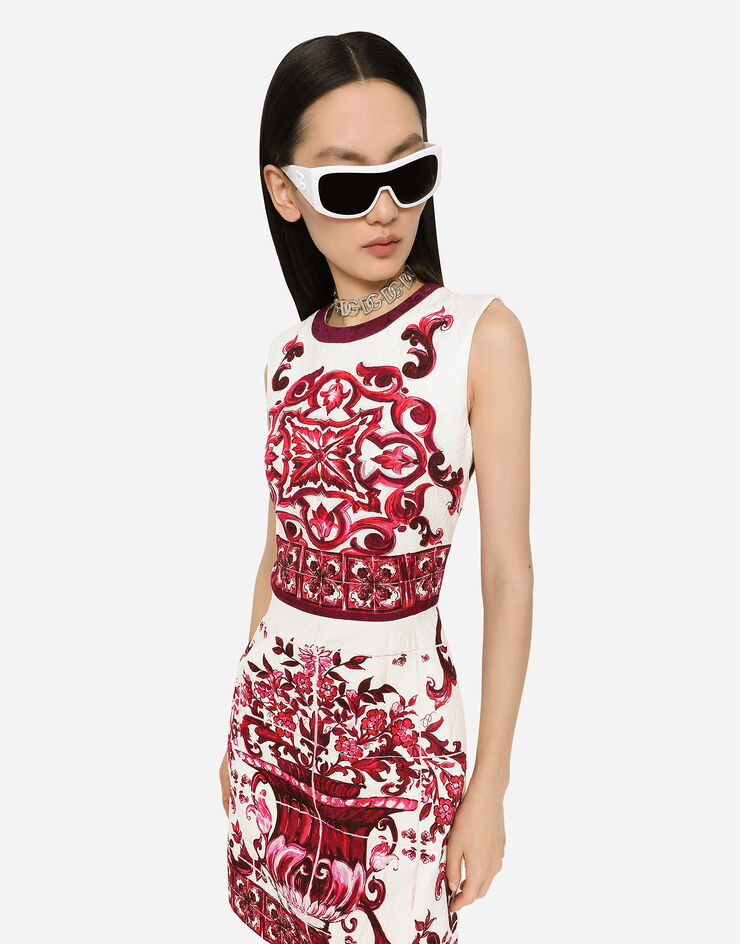 Dolce&Gabbana Short Majolica-print brocade dress Multicolor F68A8TFPTAH