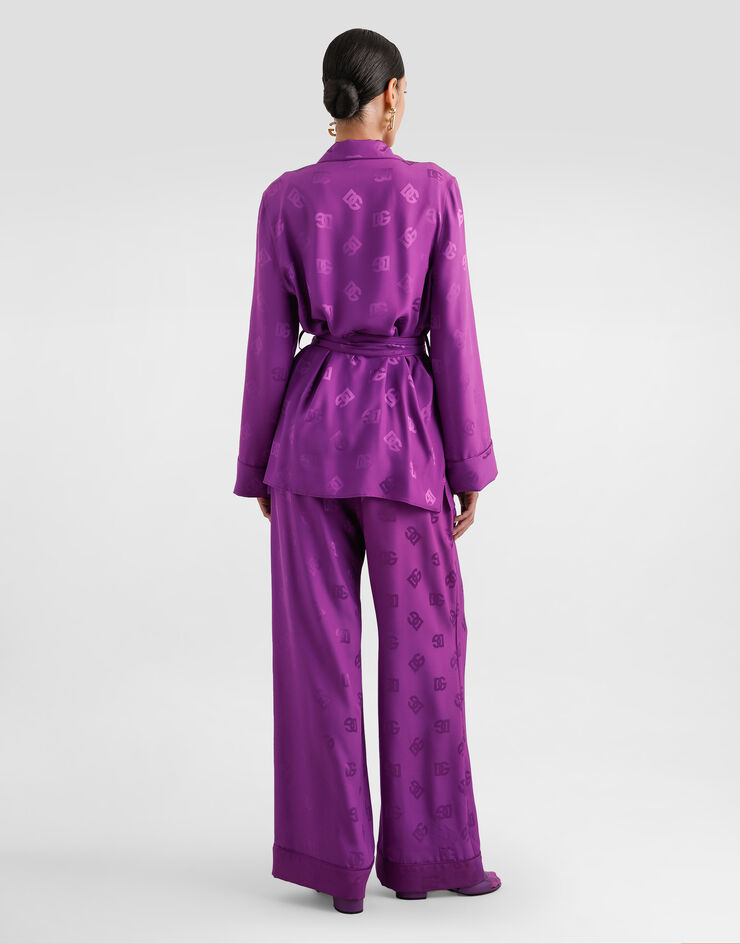 Dolce & Gabbana DG all-over silk jacquard vanity shirt Purple F5I89TFJ1JO