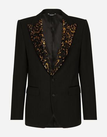 Dolce & Gabbana Stretch wool fabric Sicilia-fit tuxedo jacket Blue G2QS6TFU4LF