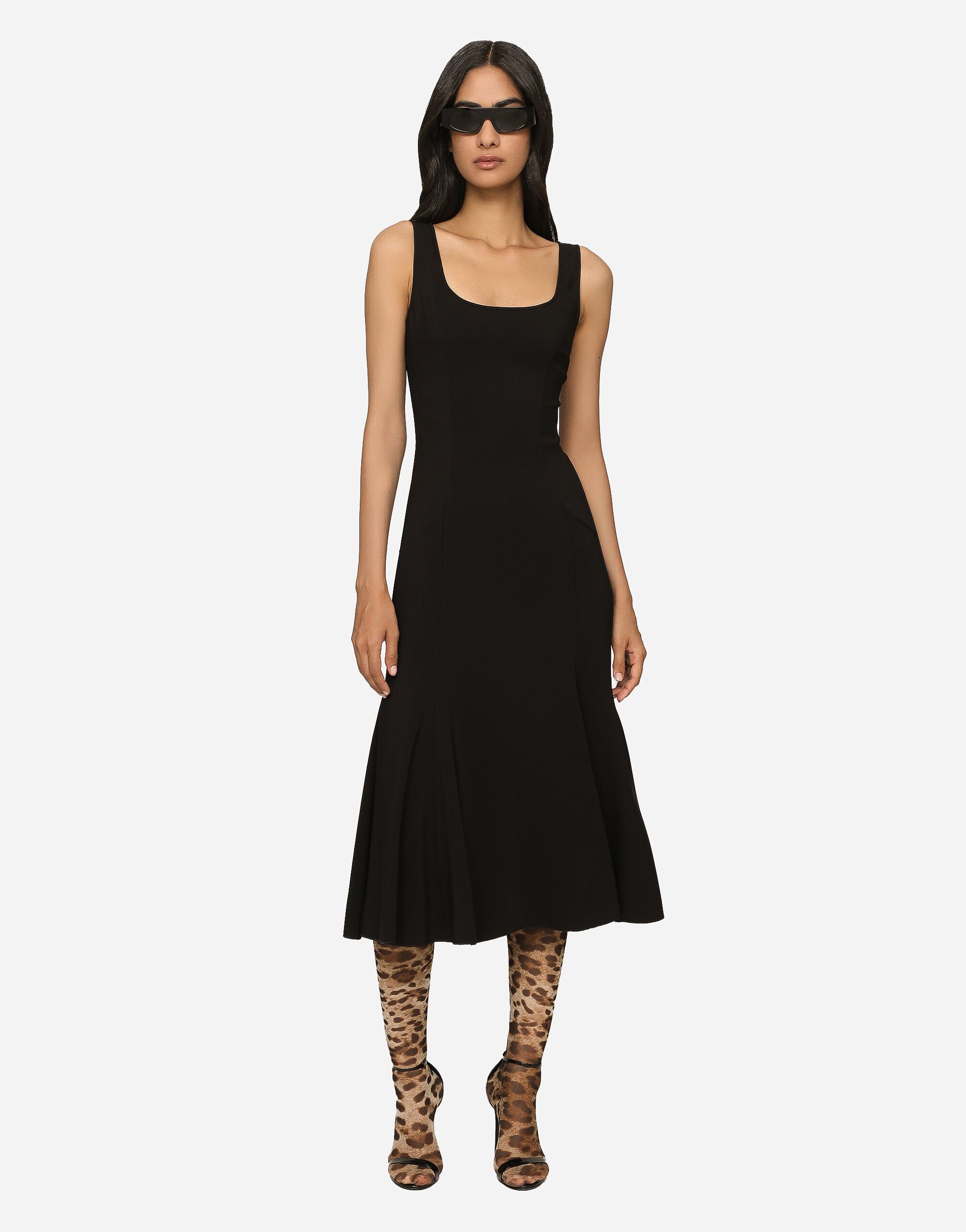Calf length cady dress in Black for Women Dolce Gabbana