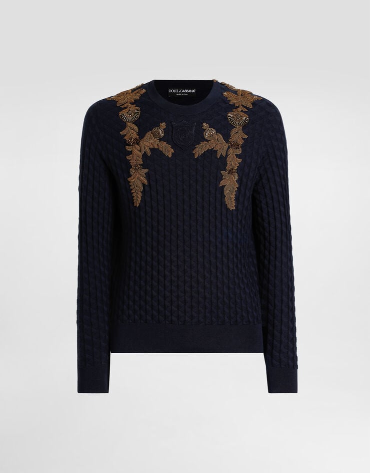 Dolce & Gabbana Micro-dot stitch silk pullover Blue GXX02ZJBSOG