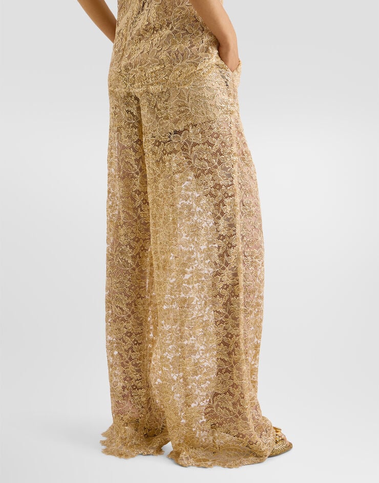 Dolce & Gabbana Lamé lace trousers Gold FTC1YTILMFJ