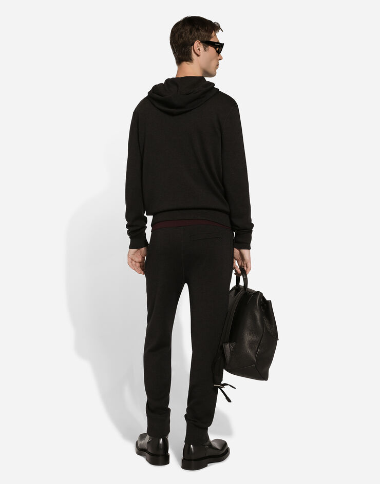 Dolce & Gabbana DG 拼饰真丝与羊毛连帽卫衣 灰 GXV55ZJFMCZ