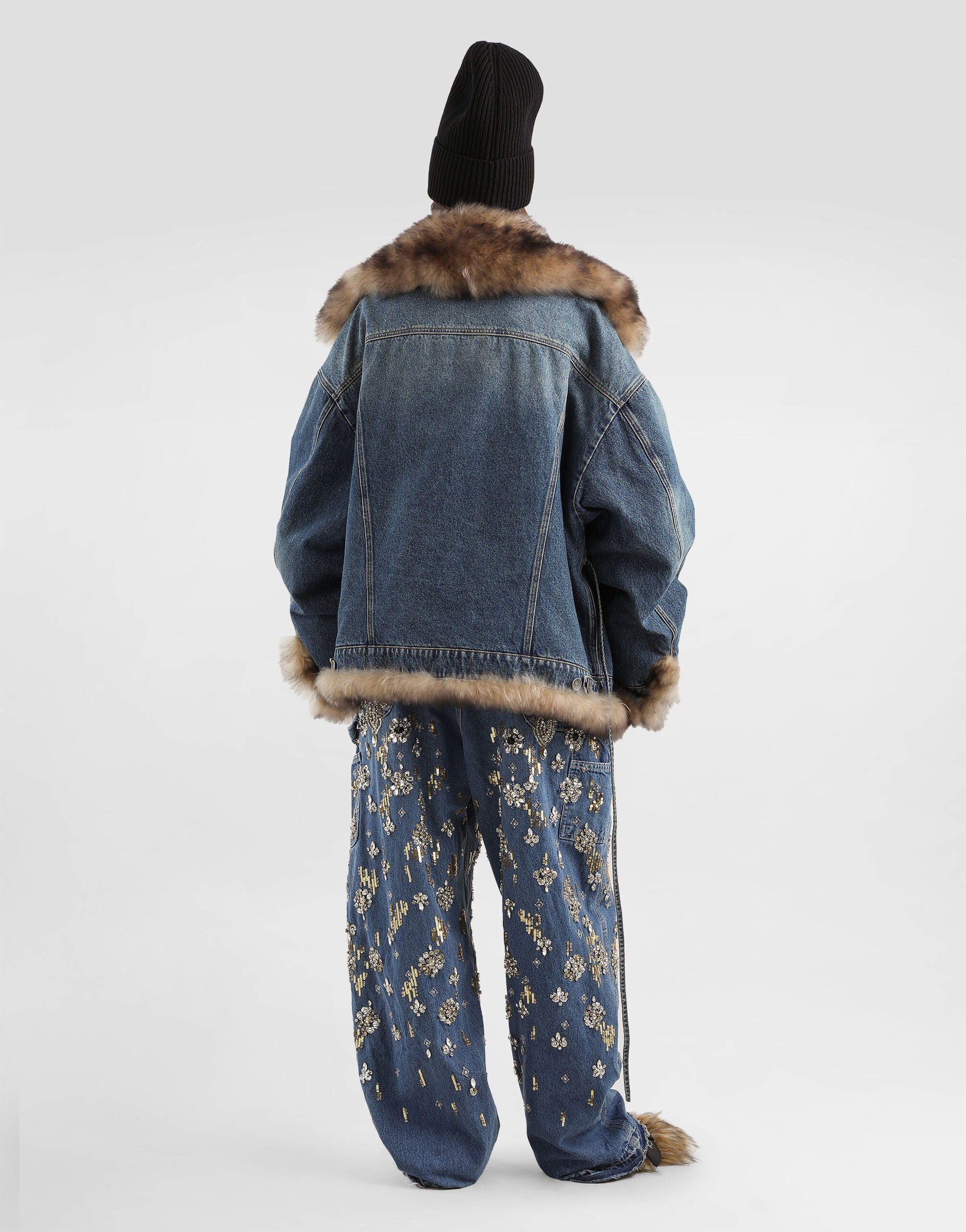 Denim jacket with fur in Multicolor for Women | Dolce&Gabbana®