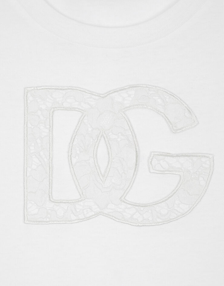 Dolce & Gabbana Jersey T-shirt with DG logo patch White F8M68ZGDB9O