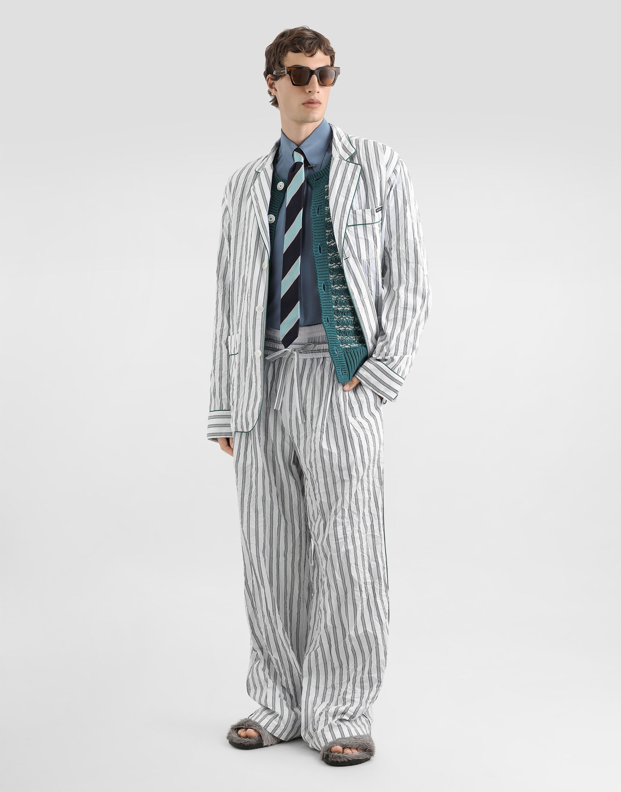 希少 セットアップ ドルガバ Dolce&Gabbana シャツ パンツ シルク Silk crêpe de chine gold shirt in Azure for Men | Dolce&Gabbana®