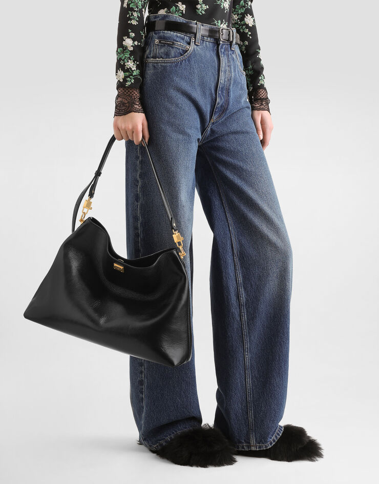 Dolce & Gabbana Large Vittoria calfskin shoulder bag Black BB7942AZ000