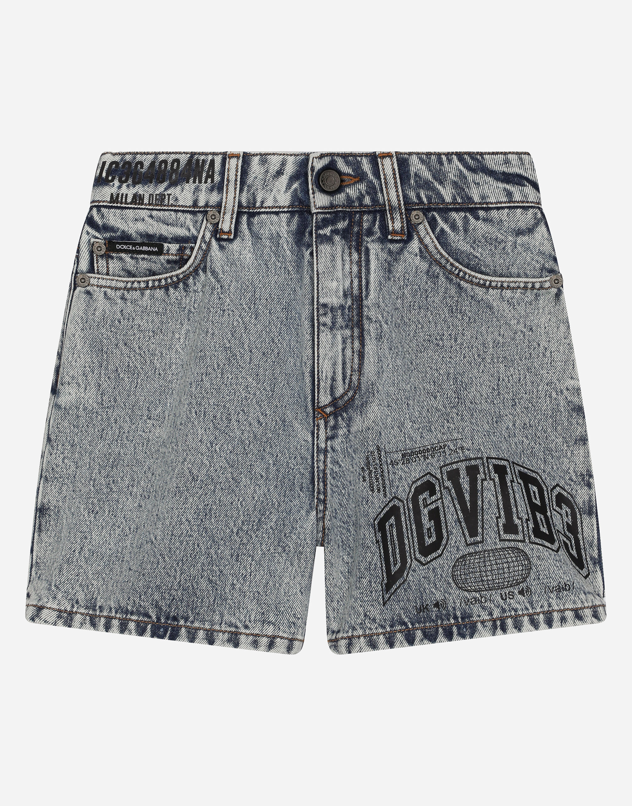 Dolce & Gabbana Short en denim avec logo DGVIB3 Violet L8JTNHG7M6R