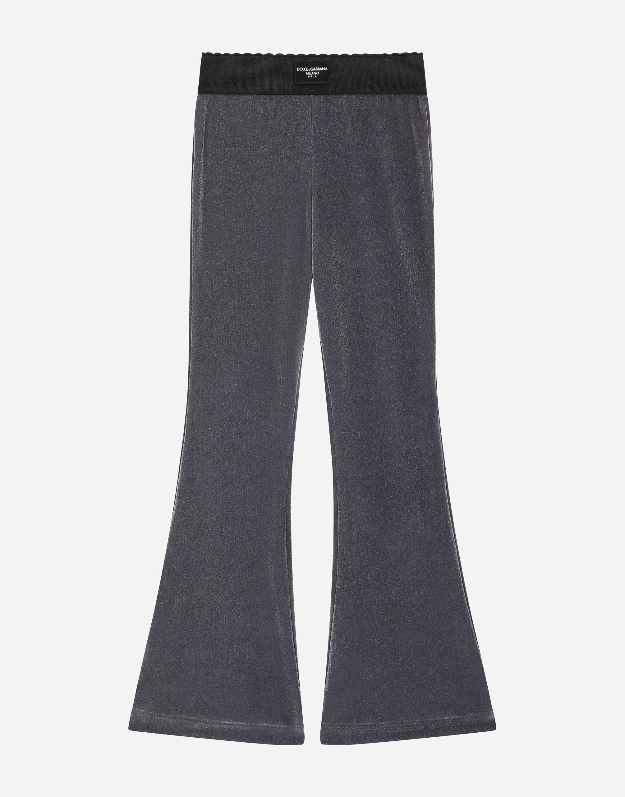 Velvet pants with elastic in Grey for Girls Dolce Gabbana