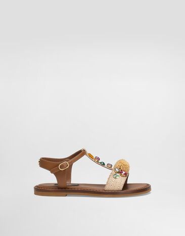 Dolce & Gabbana Raffia and nappa sandal Multicolor D11355AX321