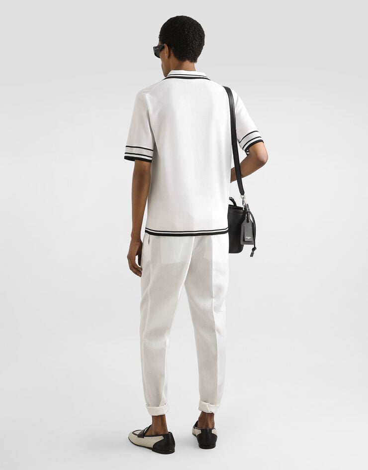 Dolce & Gabbana Polo en piqué de seda Blanco GXZ74ZJBSLU