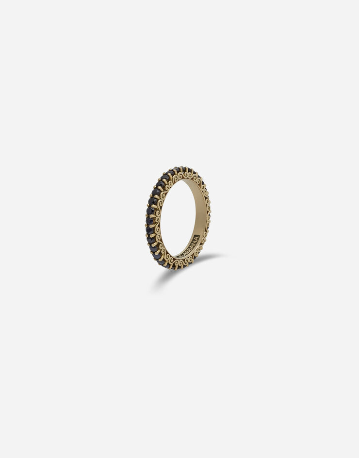 Dolce & Gabbana Anillo Family de oro amarillo con zafiros negros Dorado WRKS4GWSABK