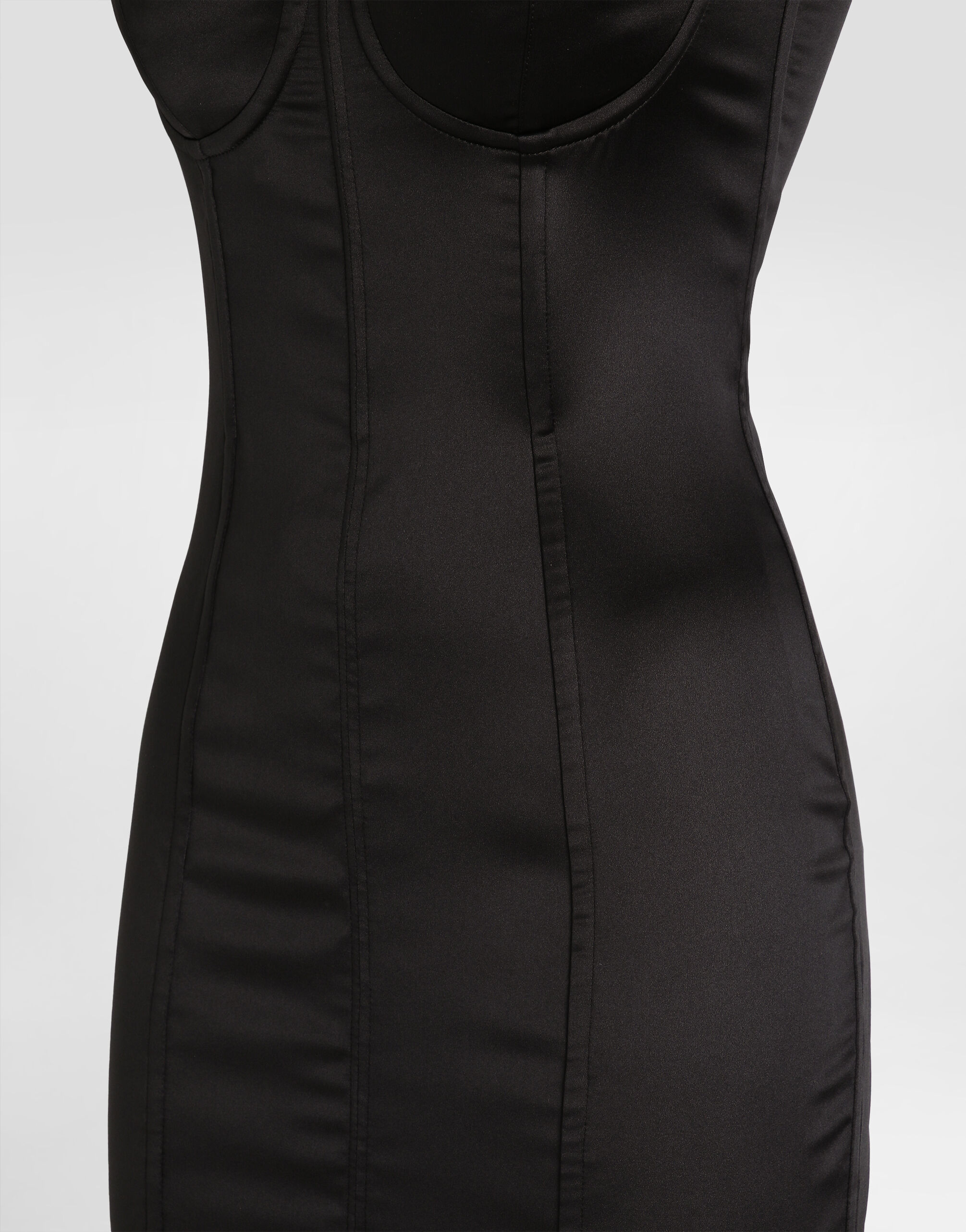 Stretch satin dress in Black for Women | Dolce&Gabbana® US