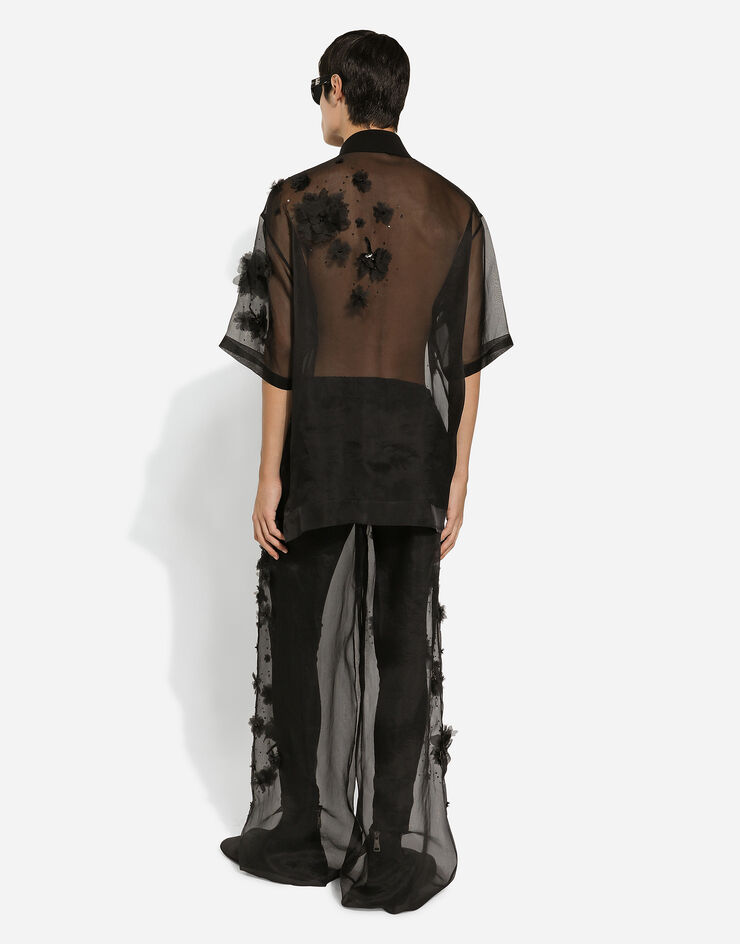 Dolce & Gabbana Silk organza jogging pants with embroidery Black GP05XZFU1ID