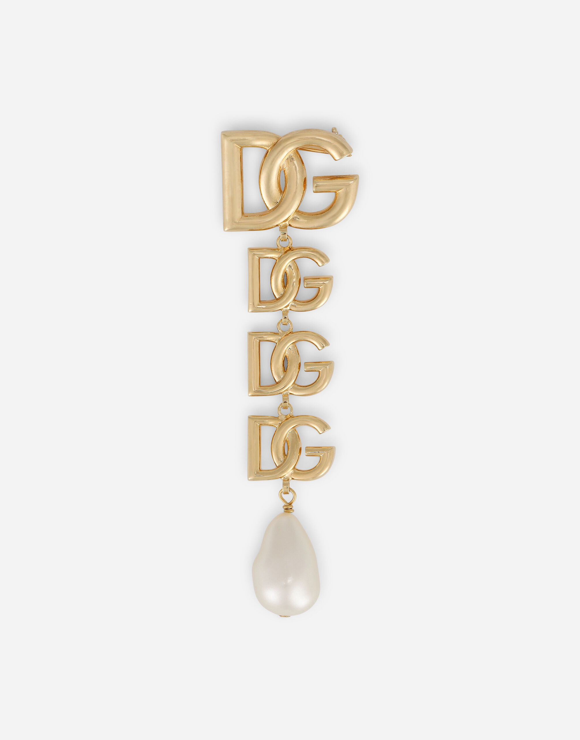 ゴールドのウィメンズ ブローチ DGマルチロゴ＆パール | Dolce&Gabbana®